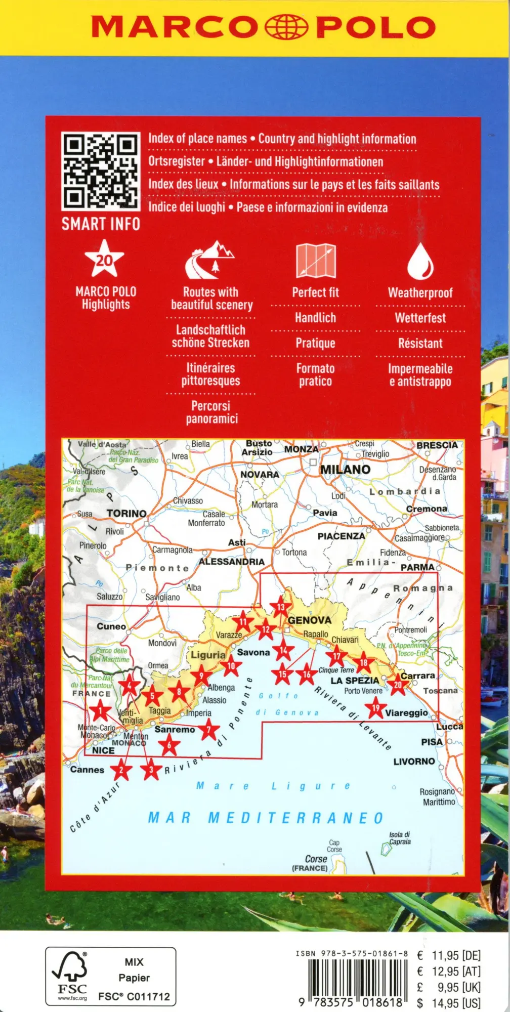 Bild: 9783575018618 | MARCO POLO Reisekarte Italien 05 Ligurien 1:150.000 | (Land-)Karte