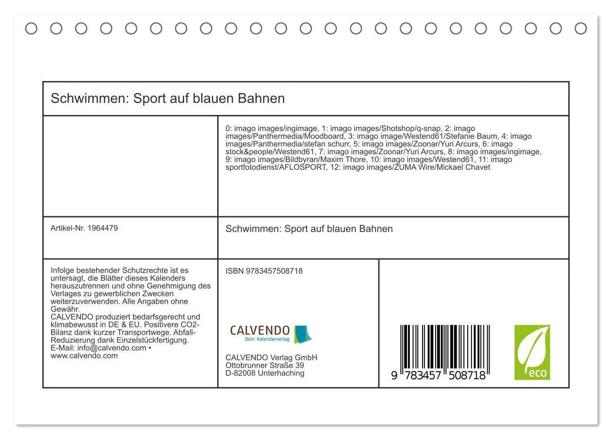 Bild: 9783457508718 | Schwimmen: Sport auf blauen Bahnen (Tischkalender 2026 DIN A5...