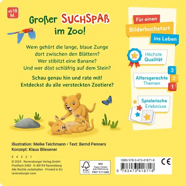 Bild: 9783473418718 | Rate mal: Wer spielt im Zoo? | Bernd Penners | Buch | 24 S. | Deutsch