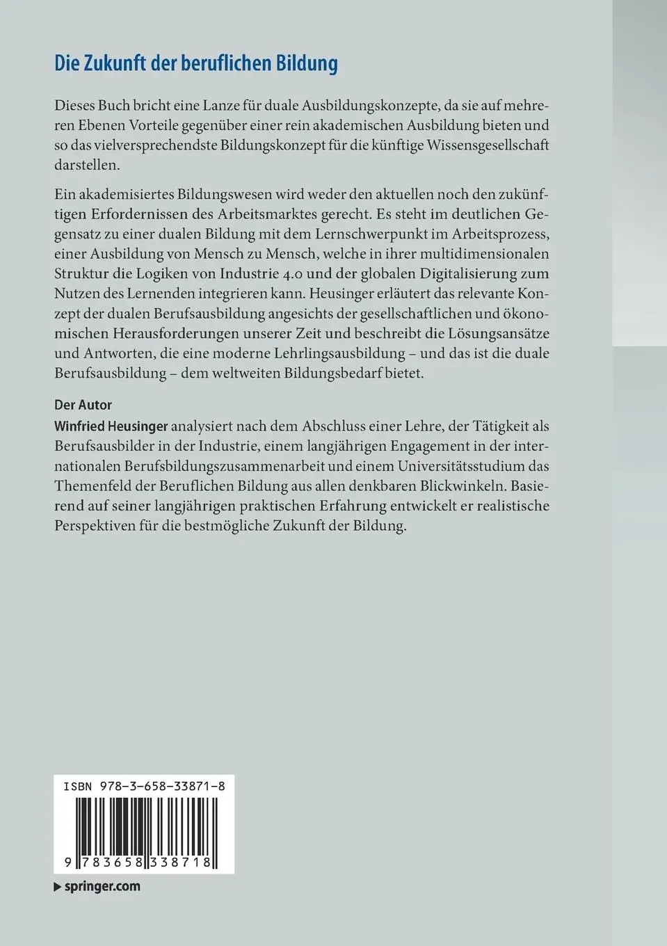 Rückseite: 9783658338718 | Die Zukunft der beruflichen Bildung | Winfried Heusinger | Taschenbuch
