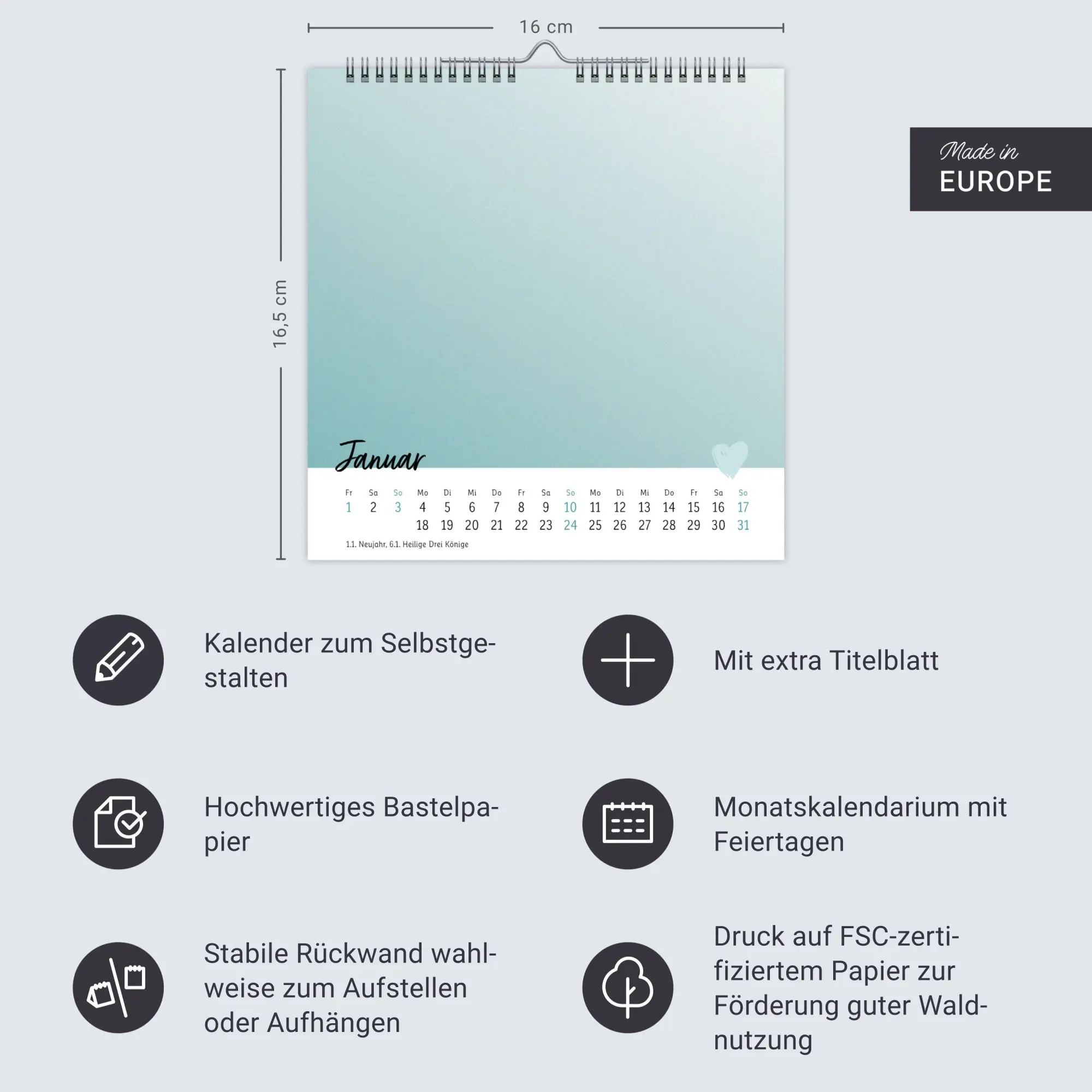 Bild: 9783756418718 | Kreativkalender zum Aufstellen Mit Liebe gemacht 2027 | Kalender