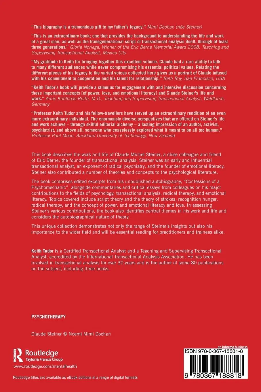 Rückseite: 9780367188818 | Claude Steiner, Emotional Activist | Keith Tudor | Taschenbuch | 2020