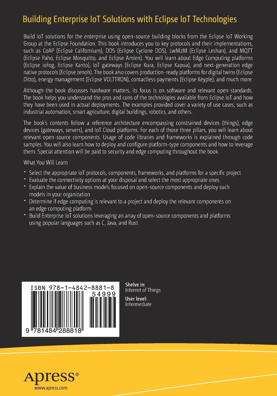 Rückseite: 9781484288818 | Building Enterprise IoT Solutions with Eclipse IoT Technologies | Buch