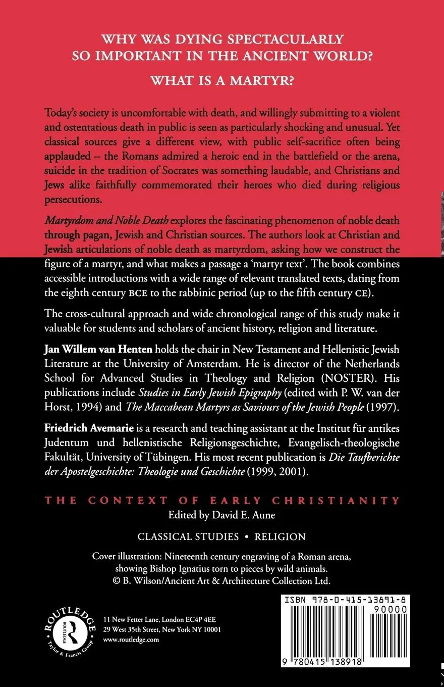 Rückseite: 9780415138918 | Martyrdom and Noble Death | Friedrich Avemarie (u. a.) | Taschenbuch