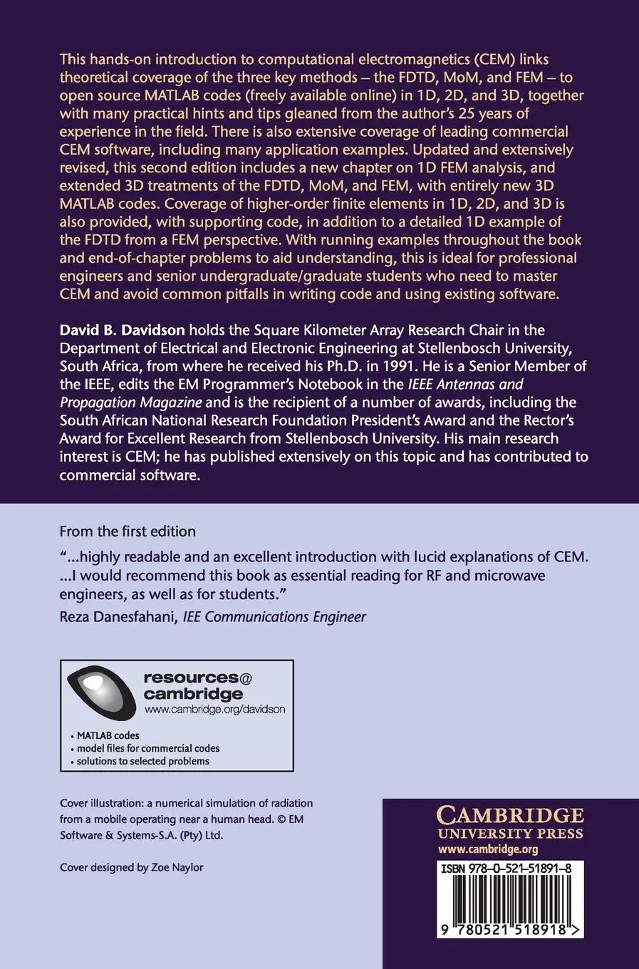 Rückseite: 9780521518918 | Computational Electromagnetics for RF and Microwave Engineering | Buch
