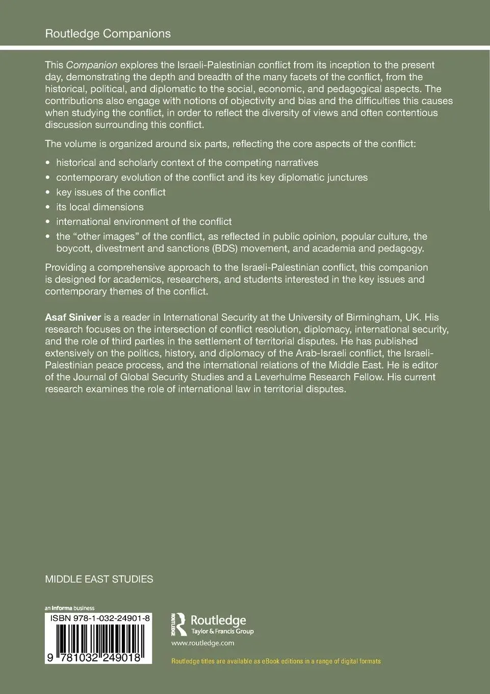 Rückseite: 9781032249018 | Routledge Companion to the Israeli-Palestinian Conflict | Asaf Siniver