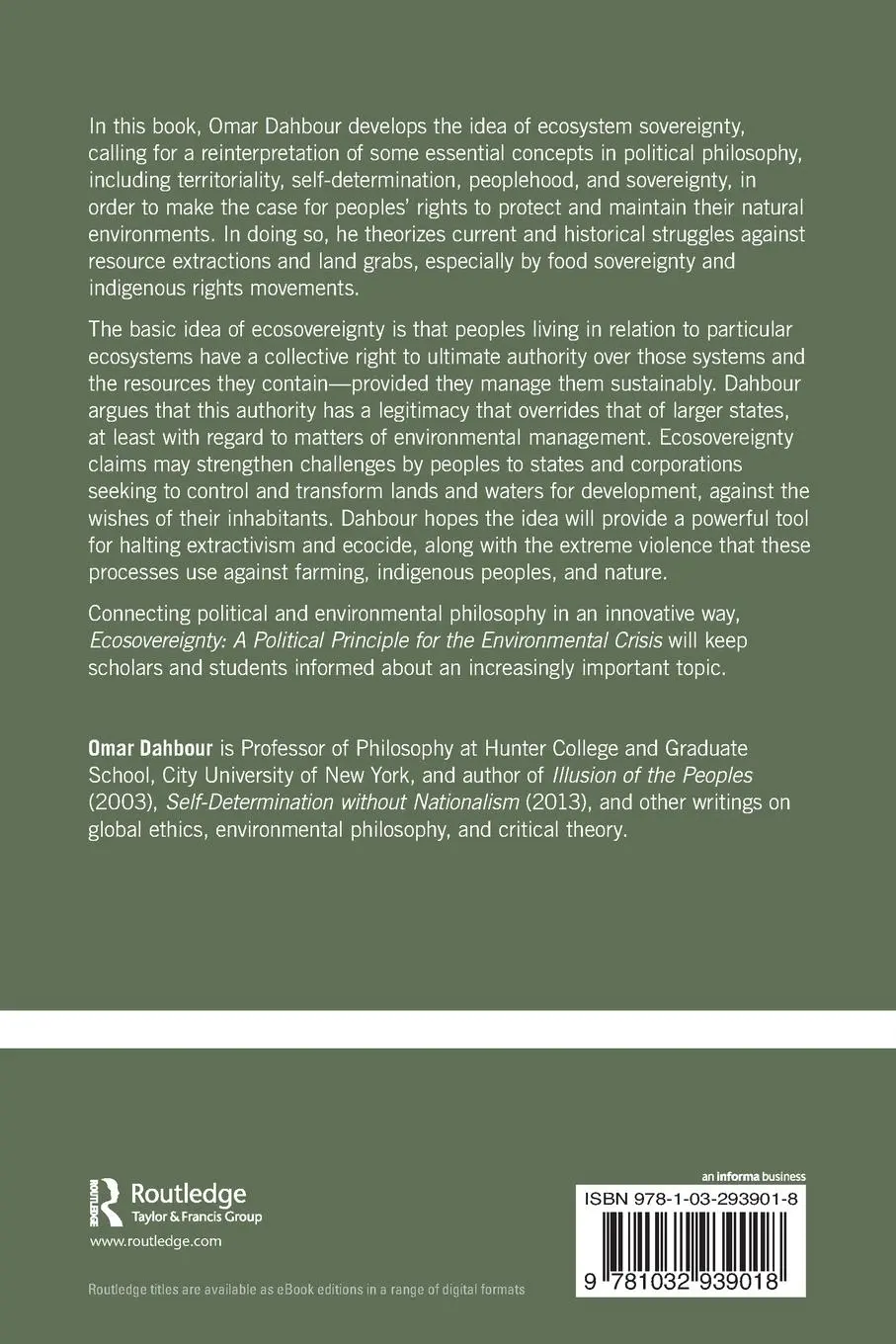 Rückseite: 9781032939018 | Ecosovereignty | A Political Principle for the Environmental Crisis