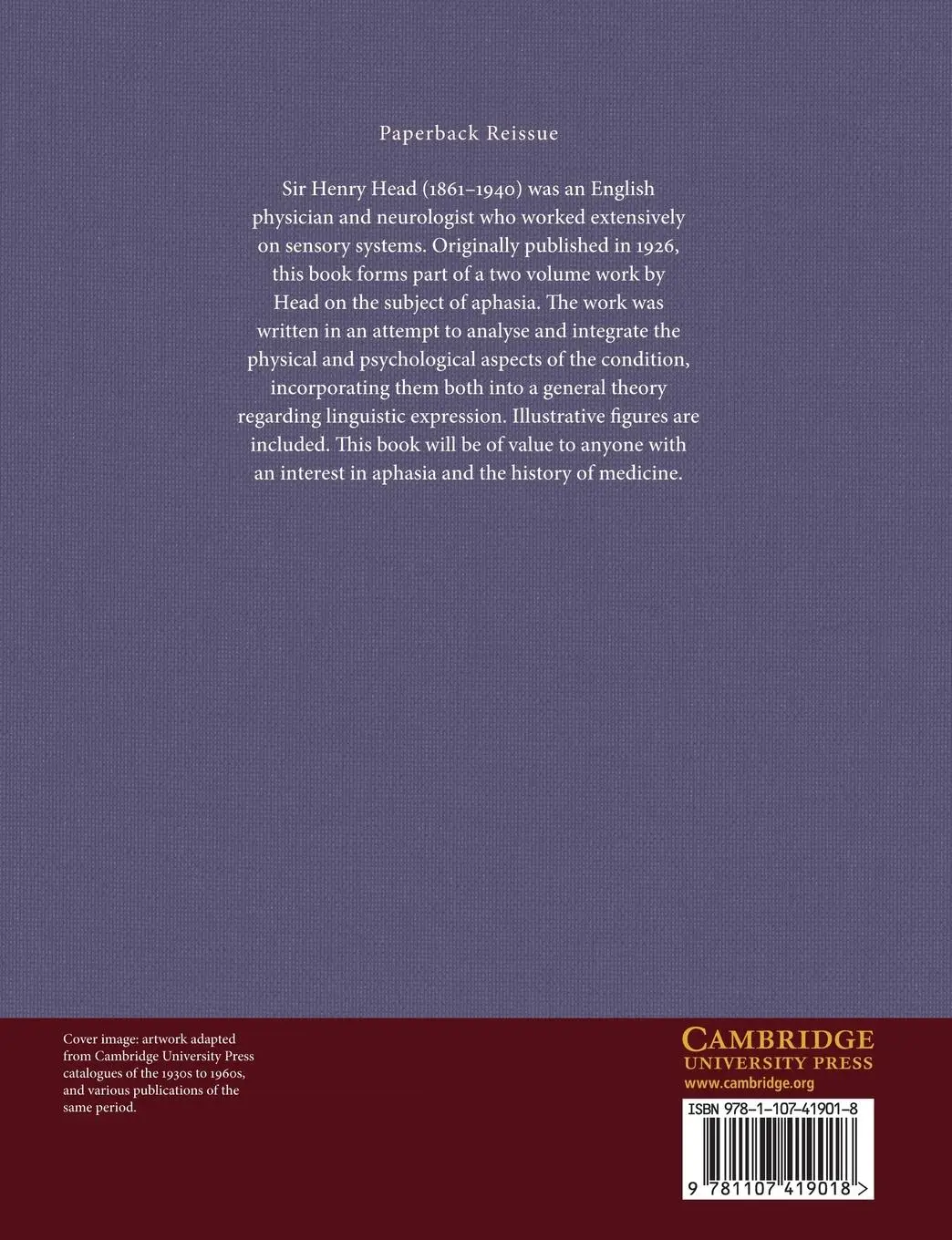 Rückseite: 9781107419018 | Aphasia and Kindred Disorders of Speech | Volume 1 | Henry Head | Buch