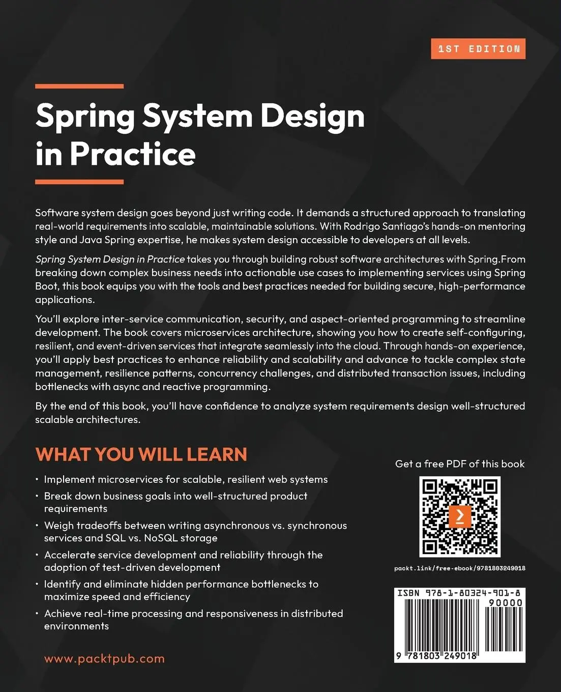 Rückseite: 9781803249018 | Spring System Design in Practice | Rodrigo Santiago | Taschenbuch