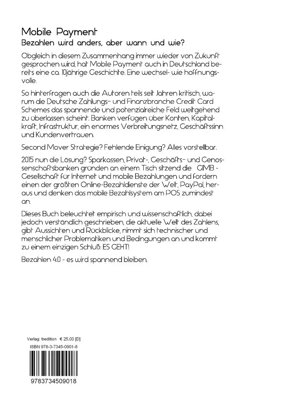 Rückseite: 9783734509018 | Mobile Payment - Bezahlen 4.0 | Ludwig Hierl (u. a.) | Taschenbuch