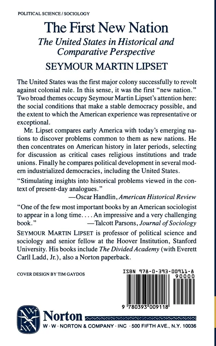 Rückseite: 9780393009118 | The First New Nation | Seymour Martin Lipset | Taschenbuch | Englisch