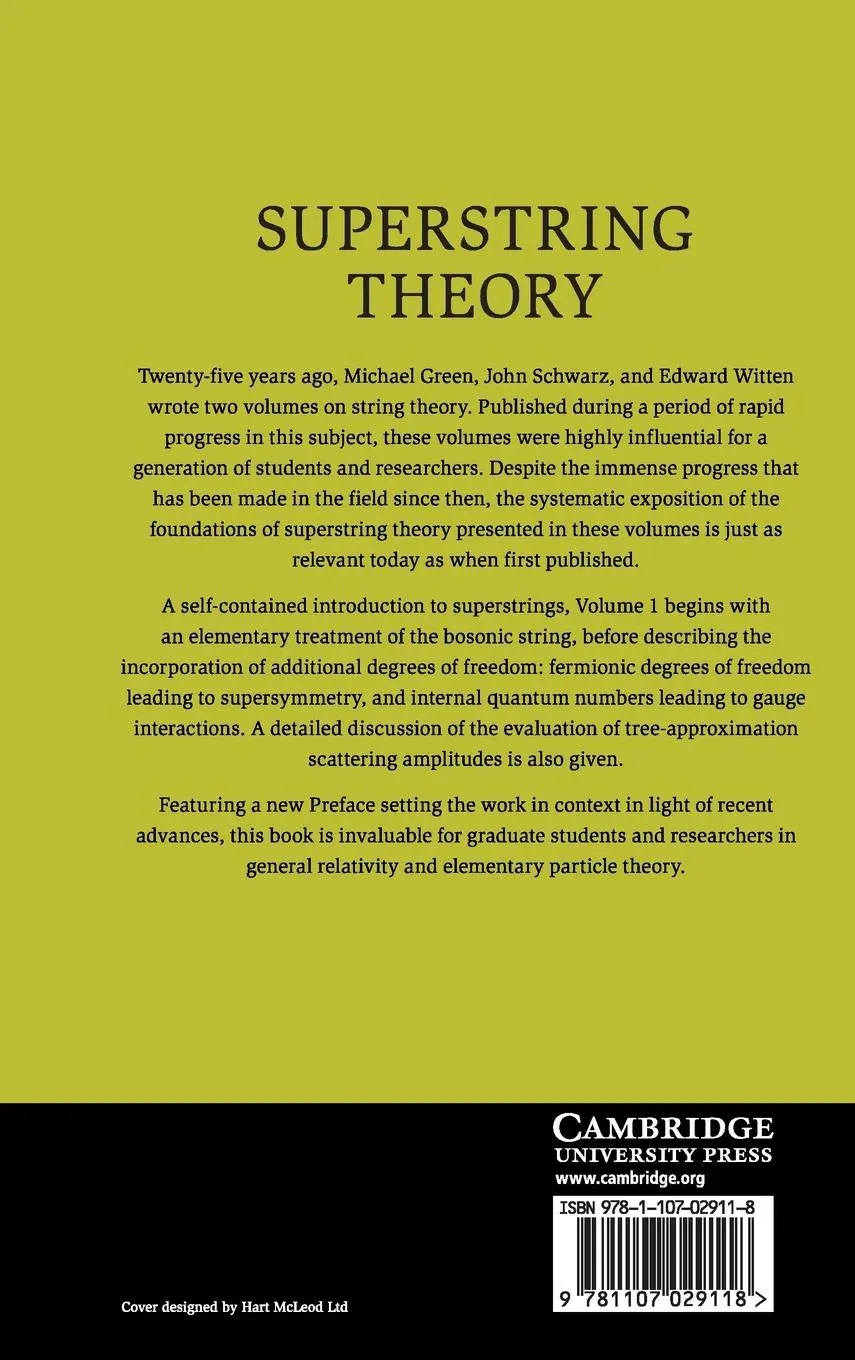 Rückseite: 9781107029118 | Superstring Theory | Michael B. Green (u. a.) | Buch | Gebunden | 2015 Rückseite: 9781107029118 | Superstring Theory | Michael B. Green (u. a.) | Buch | Gebunden | 2015