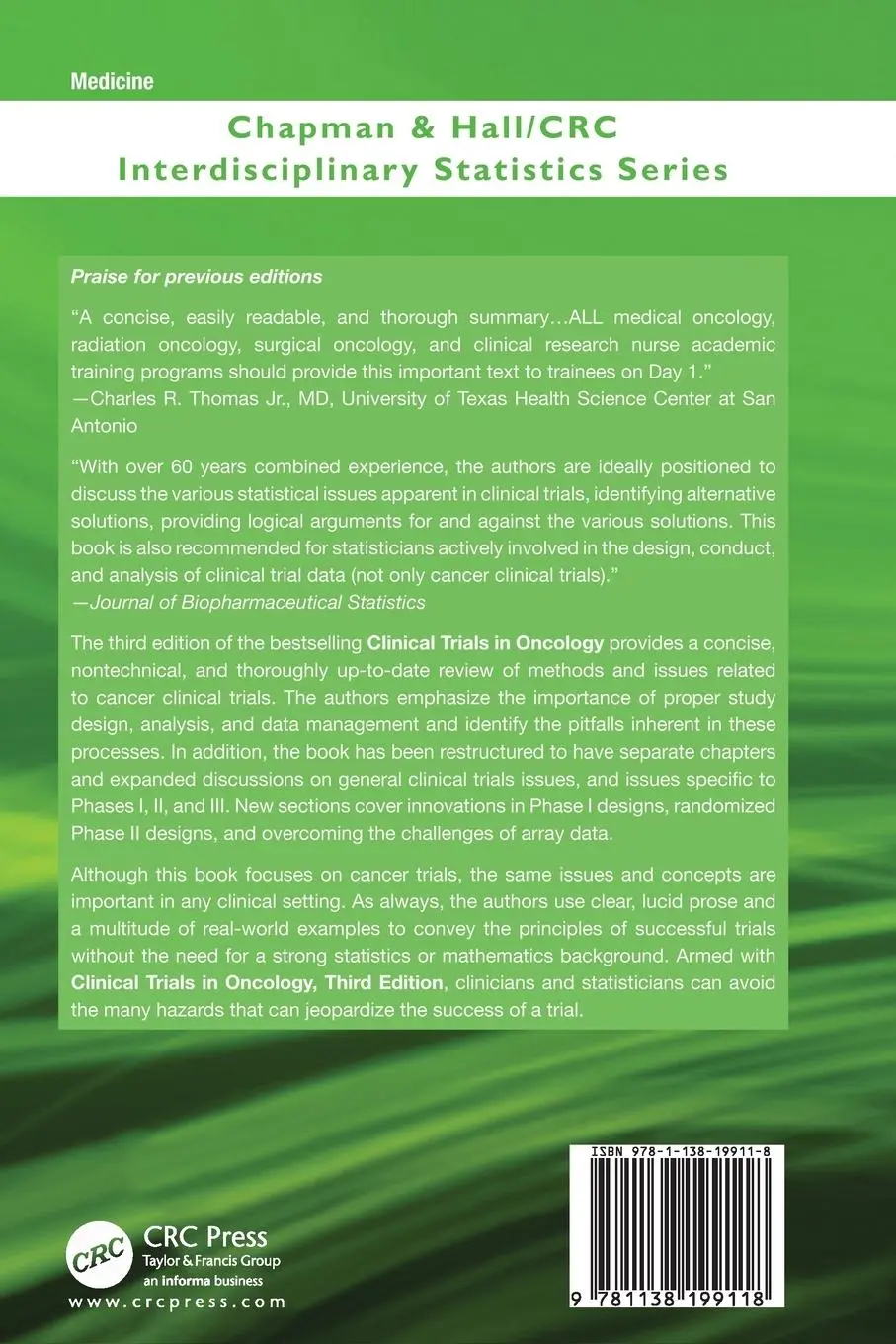 Rückseite: 9781138199118 | Clinical Trials in Oncology | Stephanie Green (u. a.) | Taschenbuch