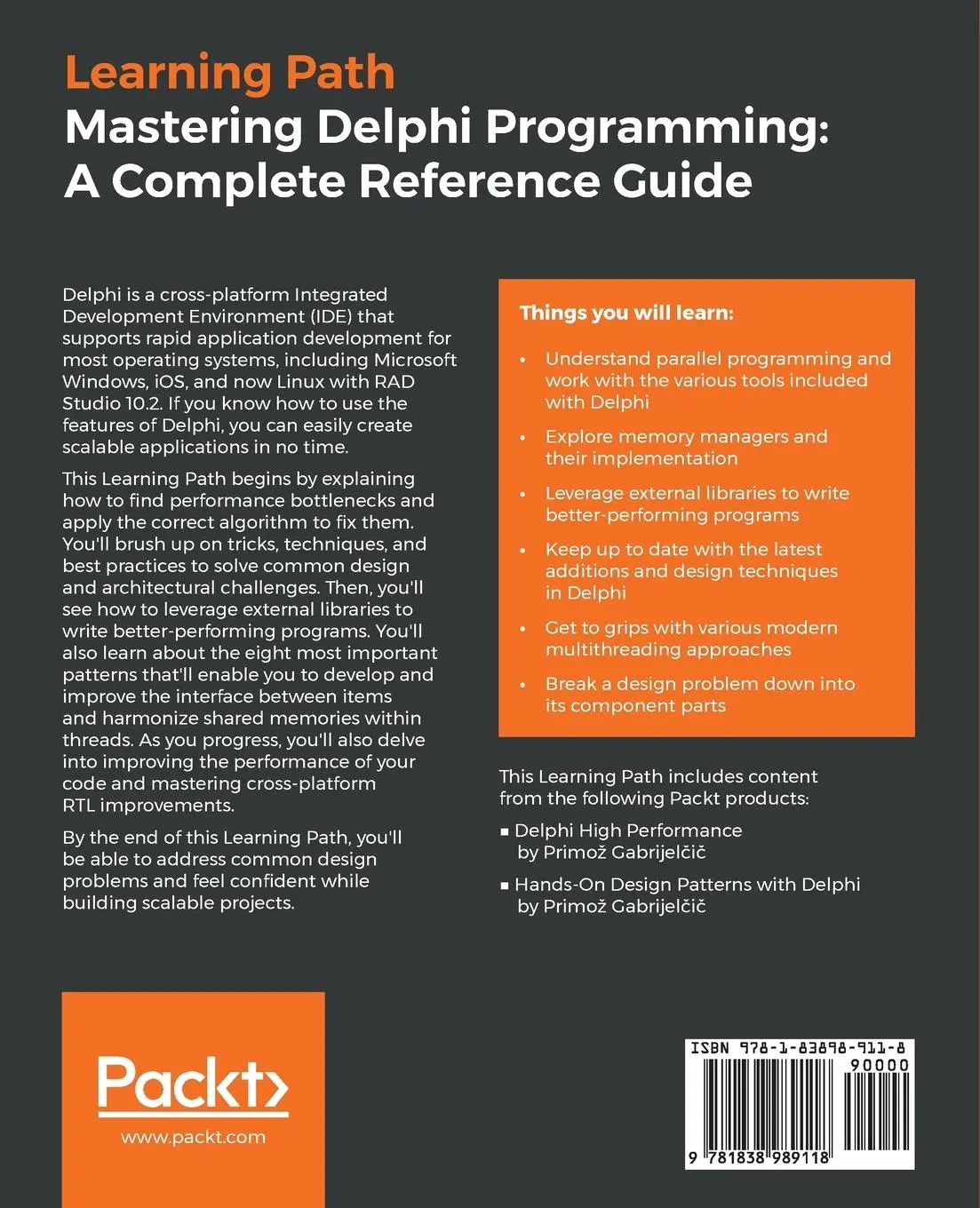 Rückseite: 9781838989118 | Mastering Delphi Programming | Primo¿ Gabrijel¿i¿ | Taschenbuch | 2019