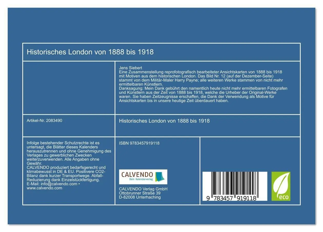 Bild: 9783457919118 | Historisches London von 1888 bis 1918 (Tischkalender 2026 DIN A5...