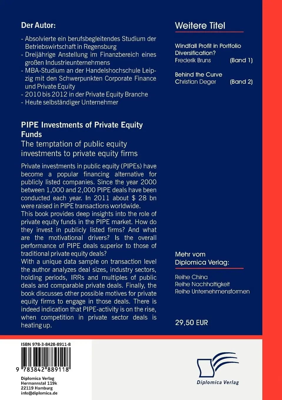 Rückseite: 9783842889118 | PIPE Investments of Private Equity Funds: The temptation of public...