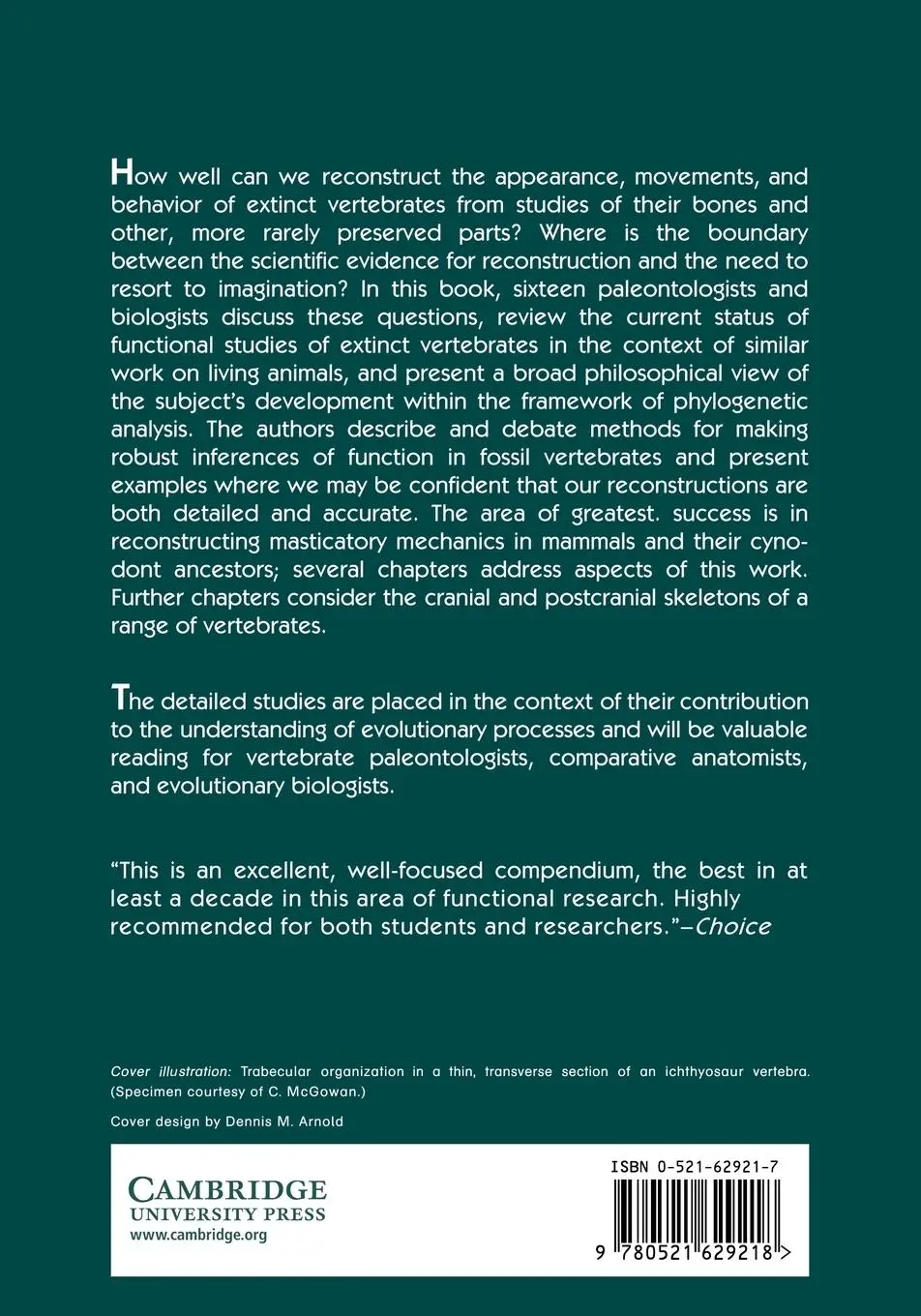 Rückseite: 9780521629218 | Functional Morphology in Vertebrate Paleontology | Thomason (u. a.)