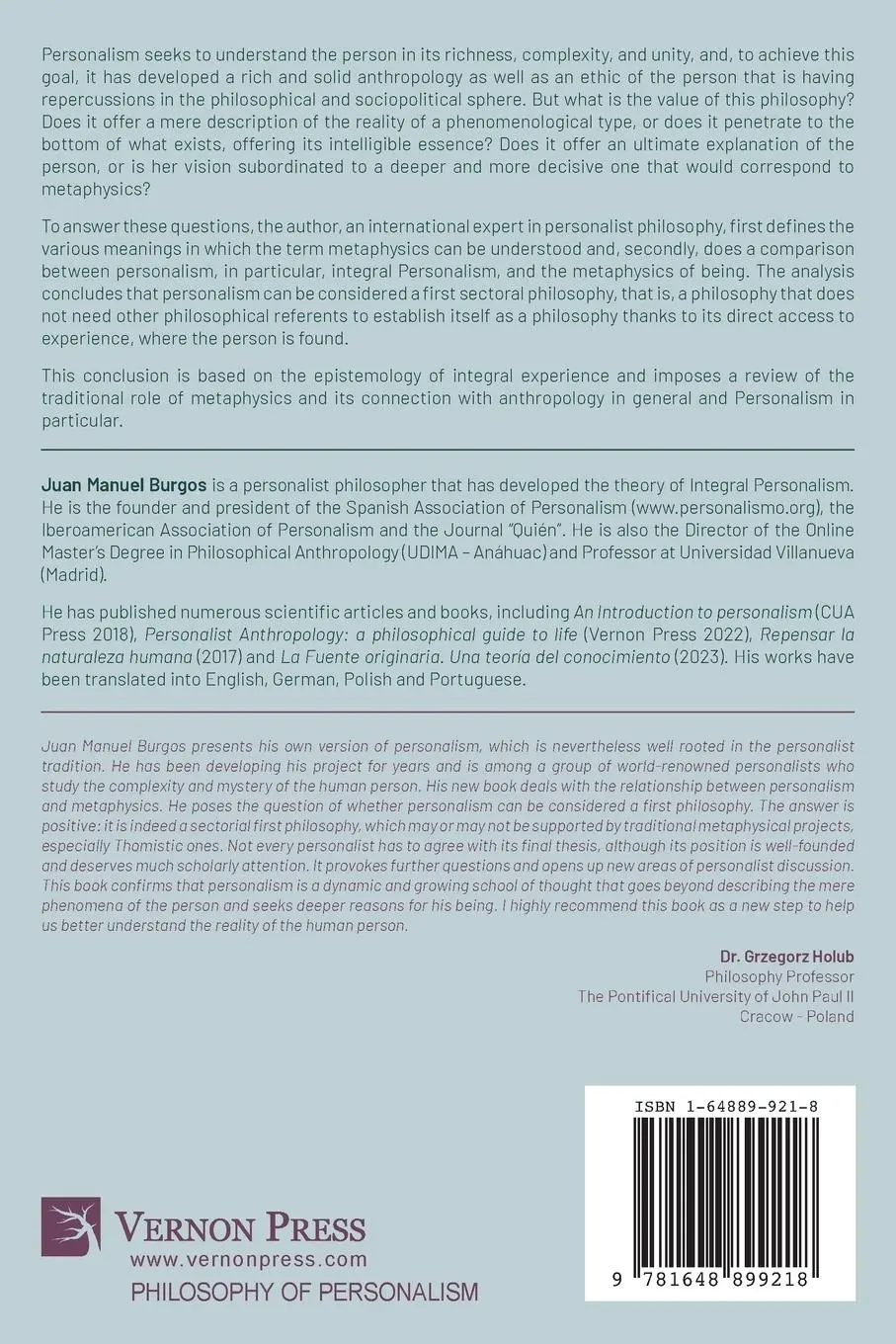 Rückseite: 9781648899218 | Personalism and Metaphysics | Is Personalism a First Philosophy?