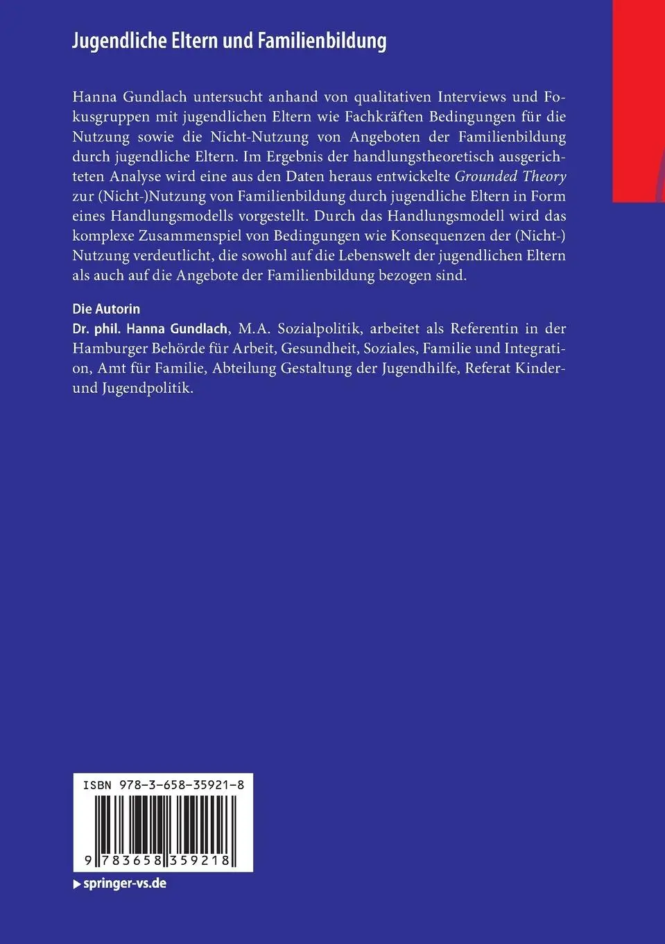 Rückseite: 9783658359218 | Jugendliche Eltern und Familienbildung | Hanna Gundlach | Taschenbuch