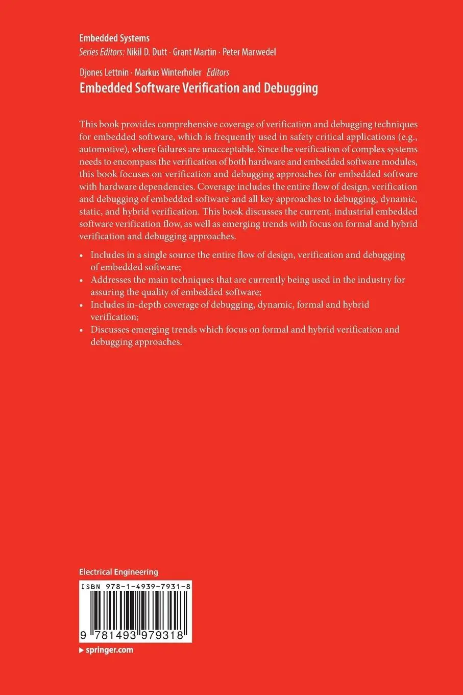 Rückseite: 9781493979318 | Embedded Software Verification and Debugging | Winterholer (u. a.)