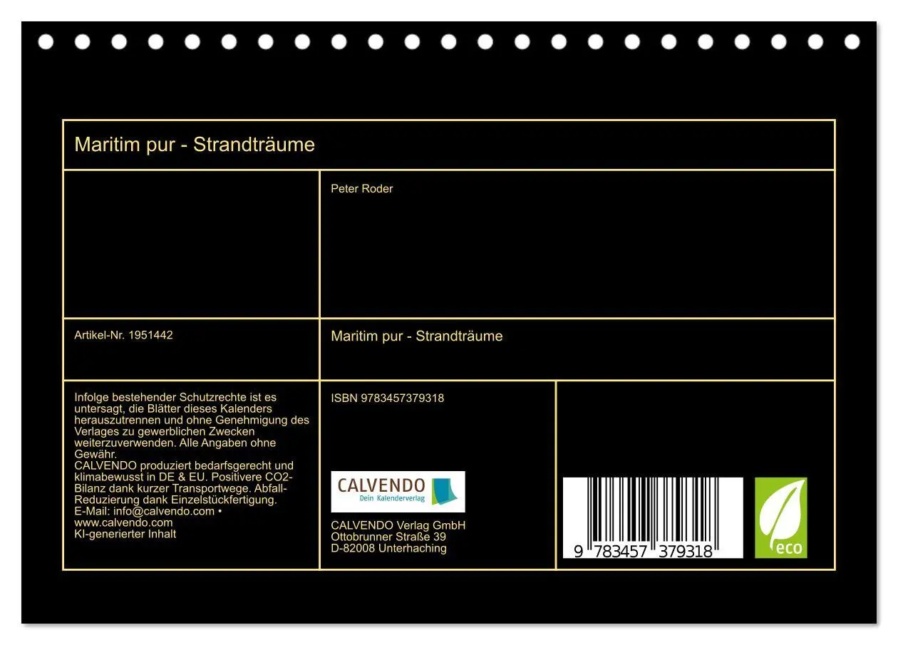 Bild: 9783457379318 | Maritim pur - Strandträume (Tischkalender 2026 DIN A5 quer),...