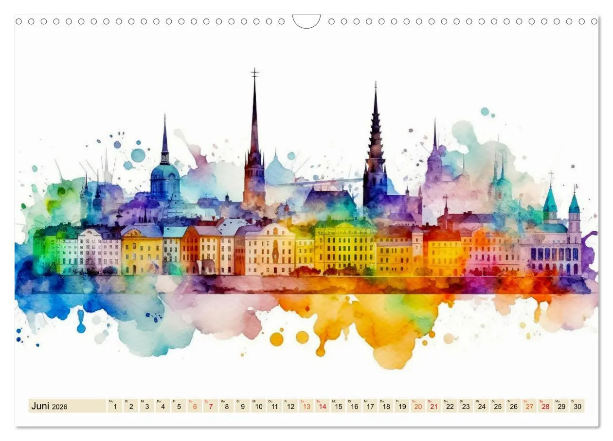 Bild: 9783457519318 | Skylines - bunte Städte (Wandkalender 2026 DIN A3 quer), CALVENDO...