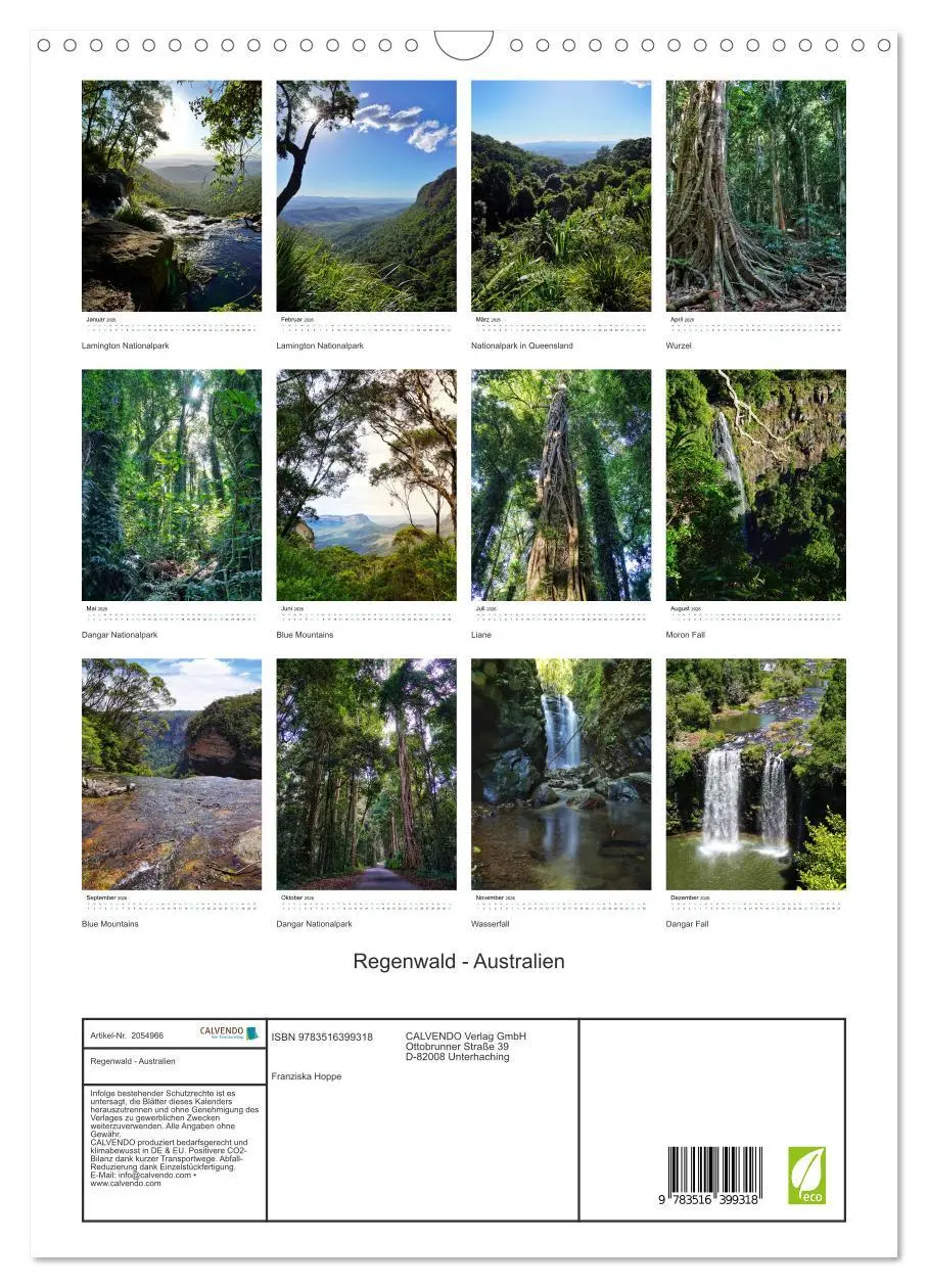Bild: 9783516399318 | Regenwald - Australien (Wandkalender 2026 DIN A3 hoch), CALVENDO...
