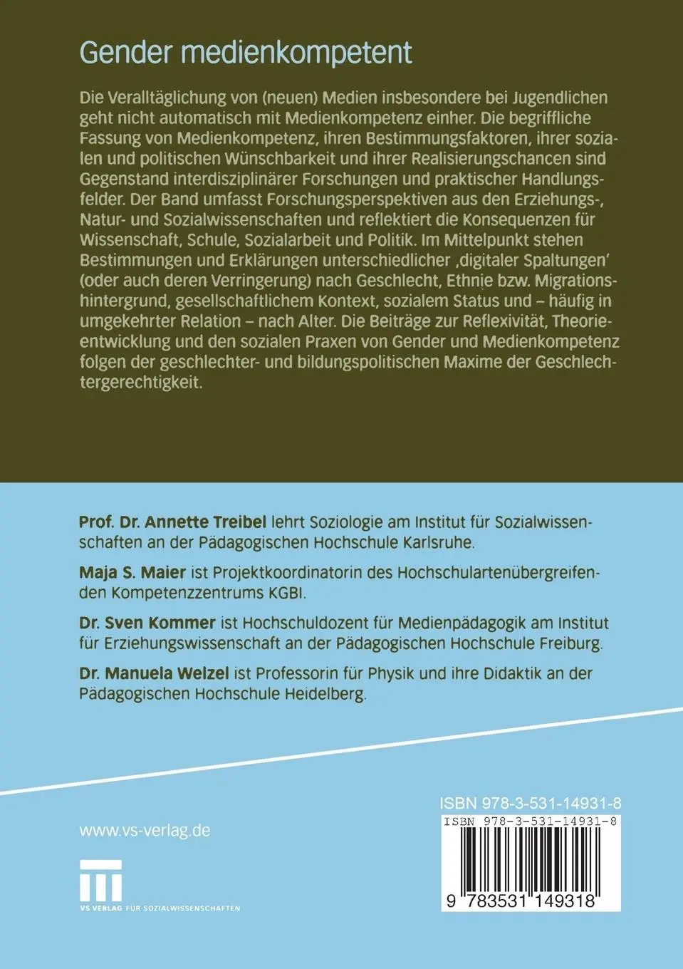 Rückseite: 9783531149318 | Gender medienkompetent | Annette Treibel (u. a.) | Taschenbuch | 2006