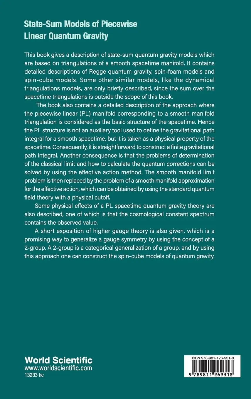 Rückseite: 9789811269318 | STATE-SUM MODELS OF PIECEWISE LINEAR QUANTUM GRAVITY | Mikovic | Buch