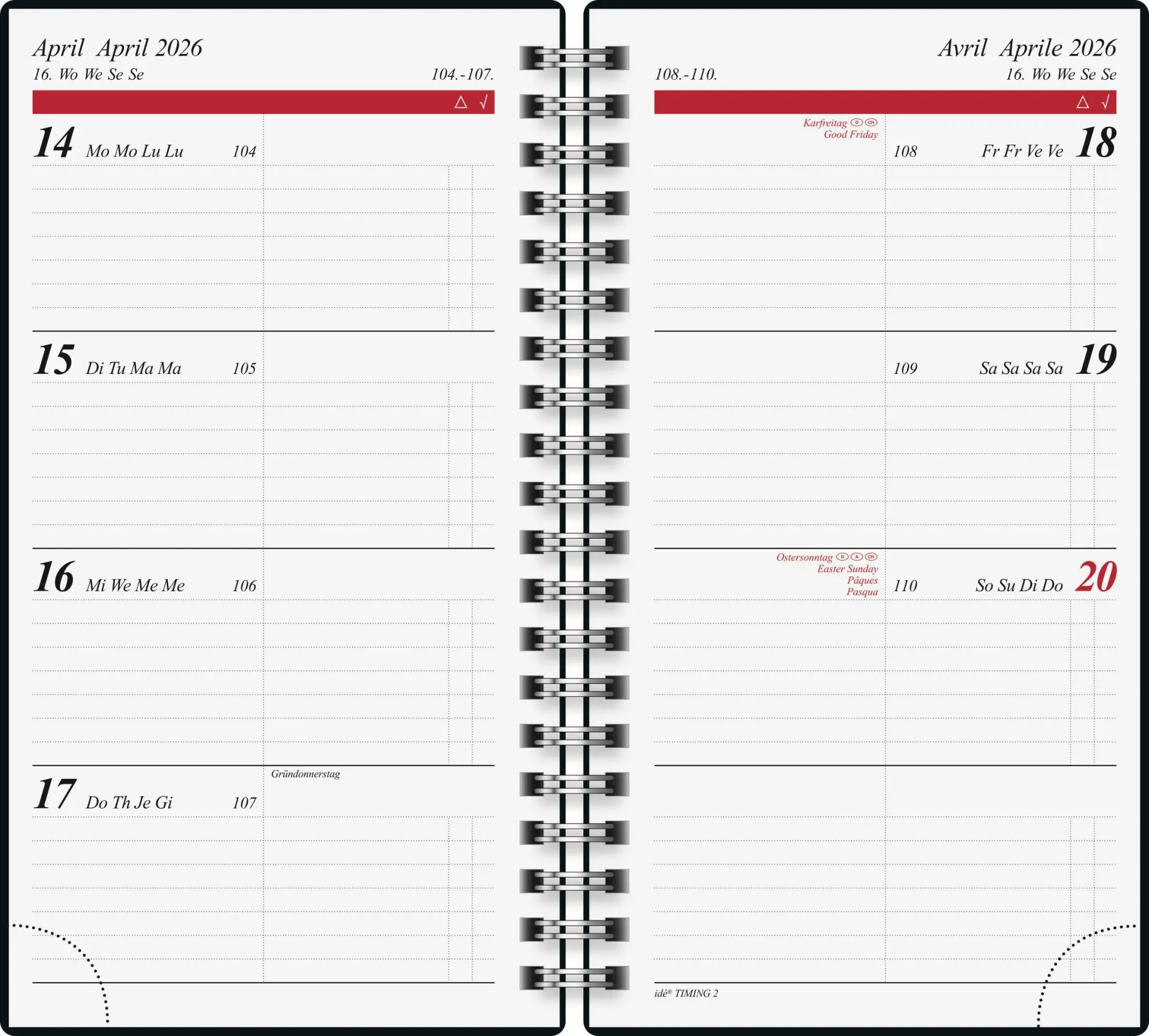 Bild: 4003273789418 | rido/idé 7014121916 Taschenkalender Mod. Timing 2 2026 A6, Karton,...