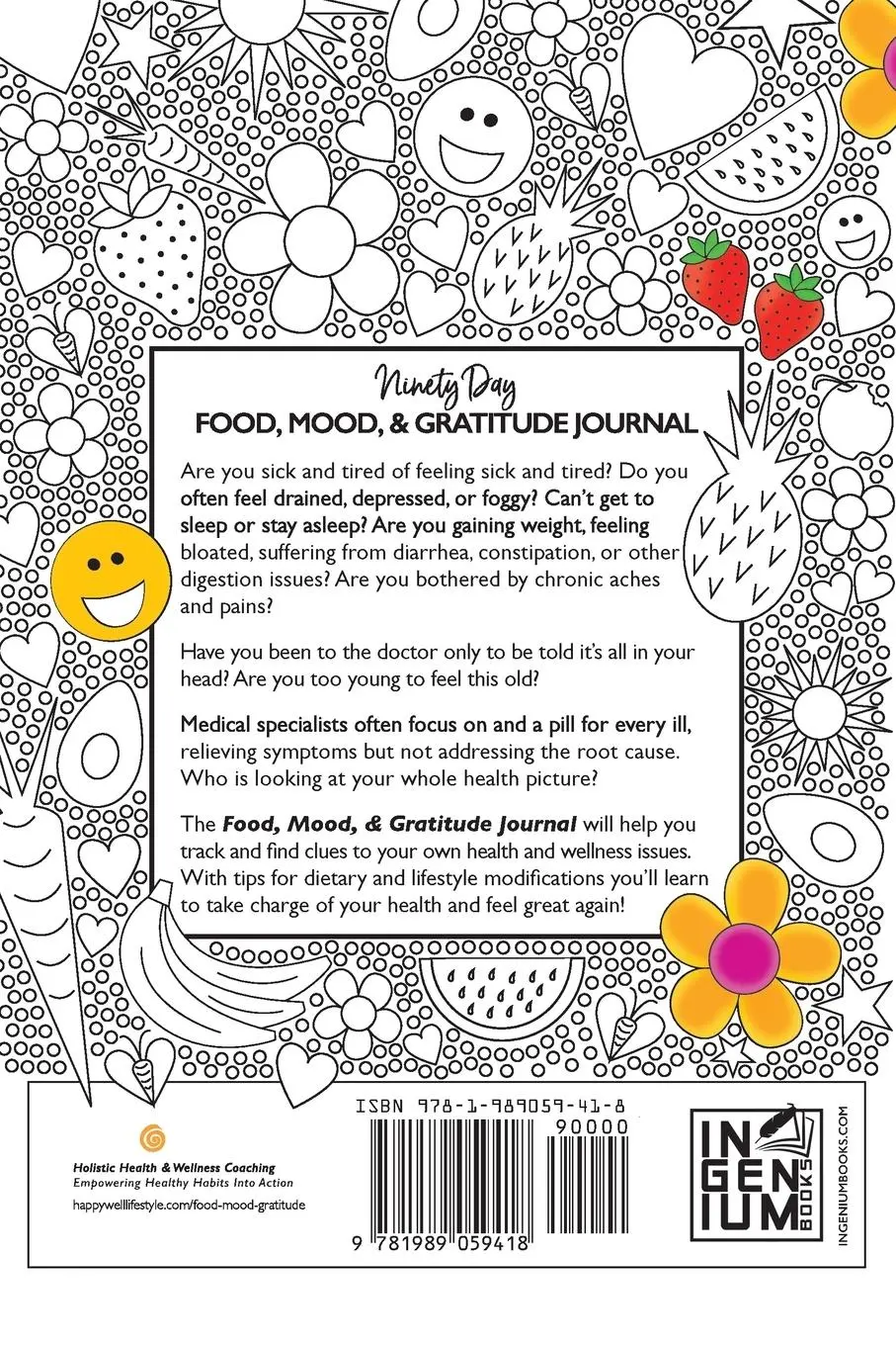 Rückseite: 9781989059418 | Food, Mood, &amp; Gratitude Journal | Heidi Hackler | Taschenbuch | 2019