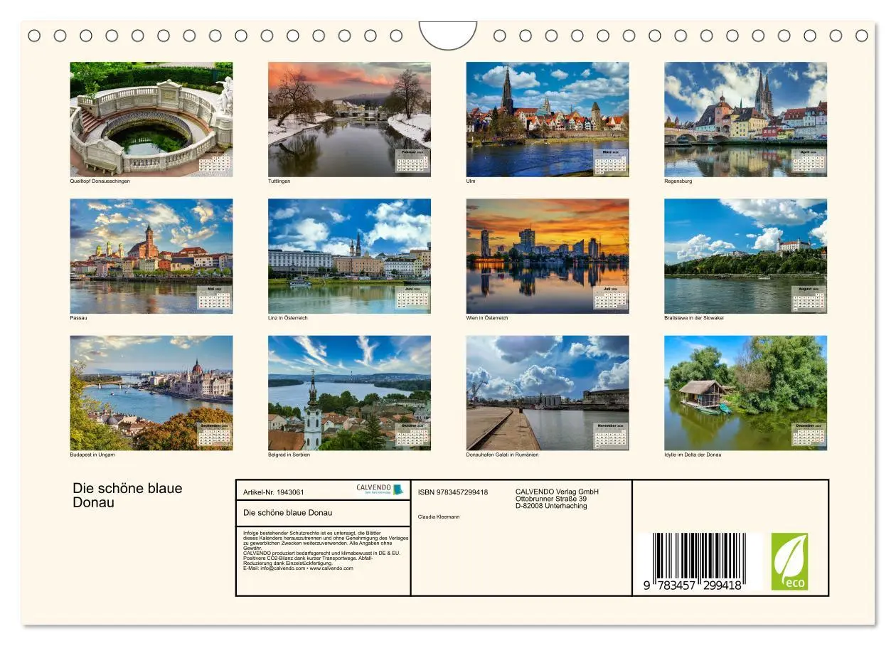 Bild: 9783457299418 | Die schöne blaue Donau (Wandkalender 2026 DIN A4 quer), CALVENDO...