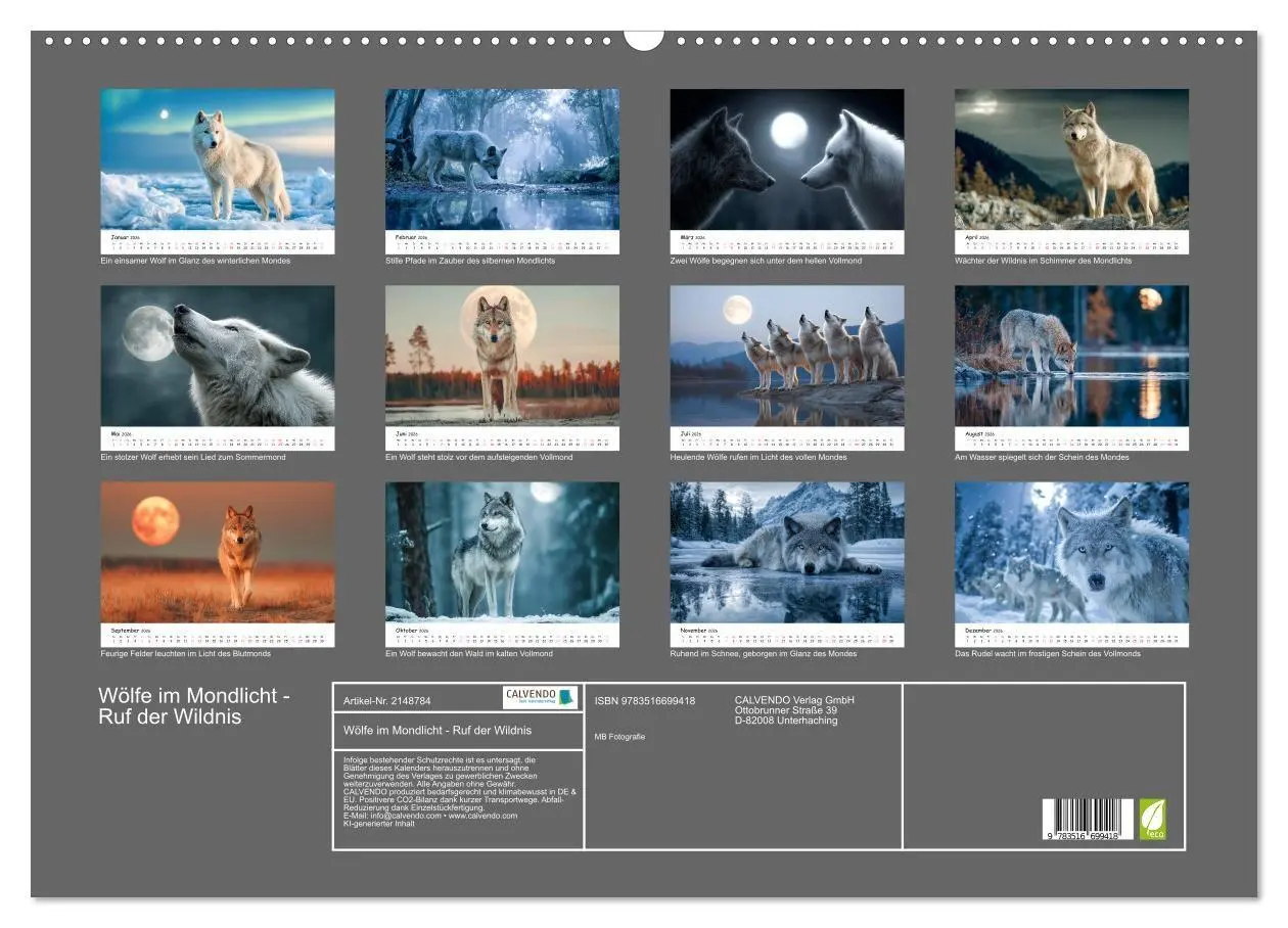 Bild: 9783516699418 | Wölfe im Mondlicht - Ruf der Wildnis (Wandkalender 2026 DIN A2...