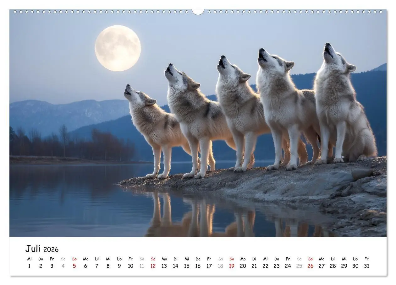 Bild: 9783516699418 | Wölfe im Mondlicht - Ruf der Wildnis (Wandkalender 2026 DIN A2...