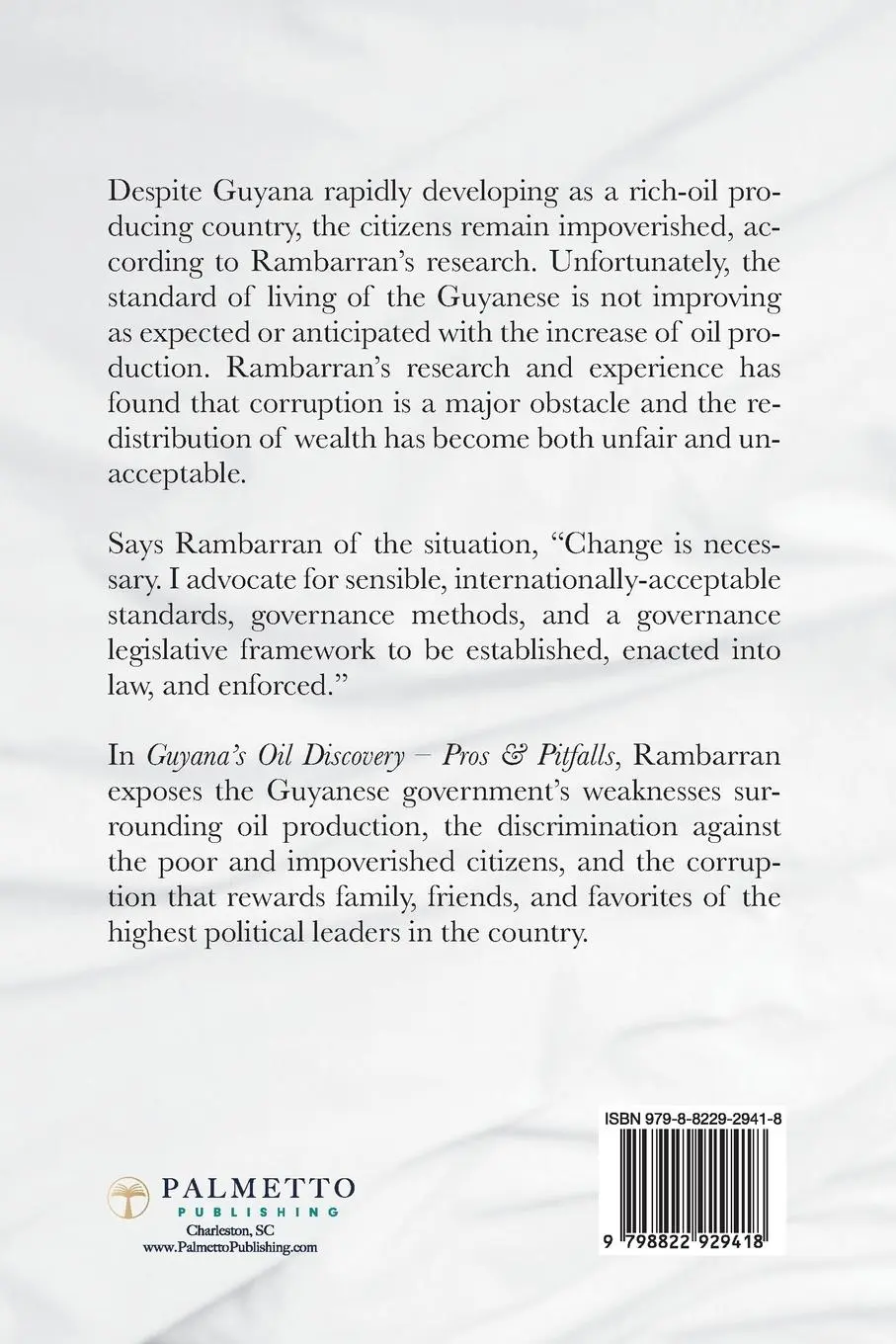 Rückseite: 9798822929418 | Guyana's Oil Discovery - Pros &amp; Pitfalls | Moses V. Rambarran | Buch