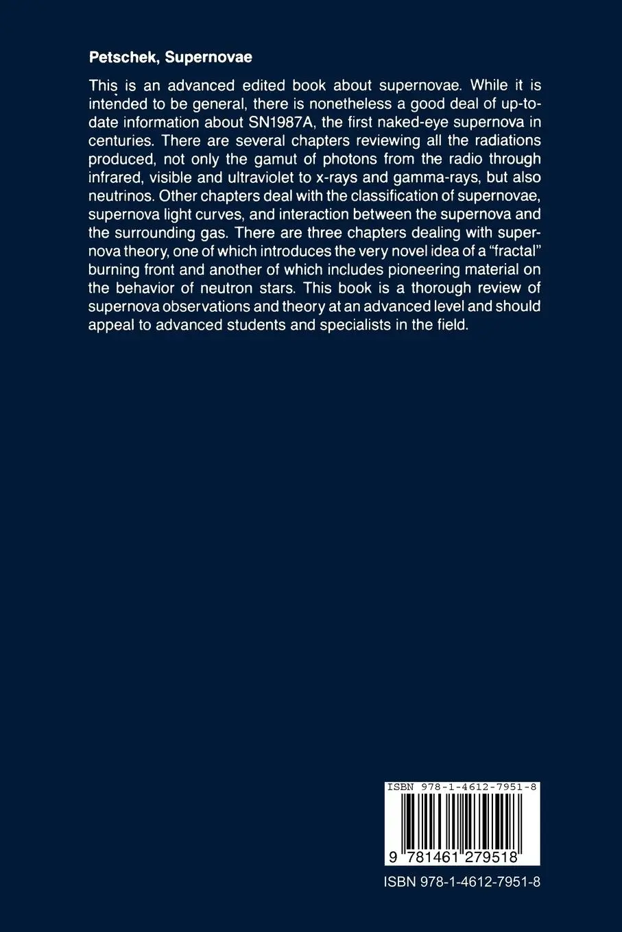 Rückseite: 9781461279518 | Supernovae | Albert G. Petschek | Taschenbuch | xiii | Englisch | 2011