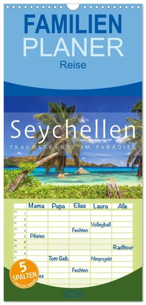 Cover: 9783457119518 | Familienplaner 2025 - Seychellen Traumstrände im Paradies mit 5...