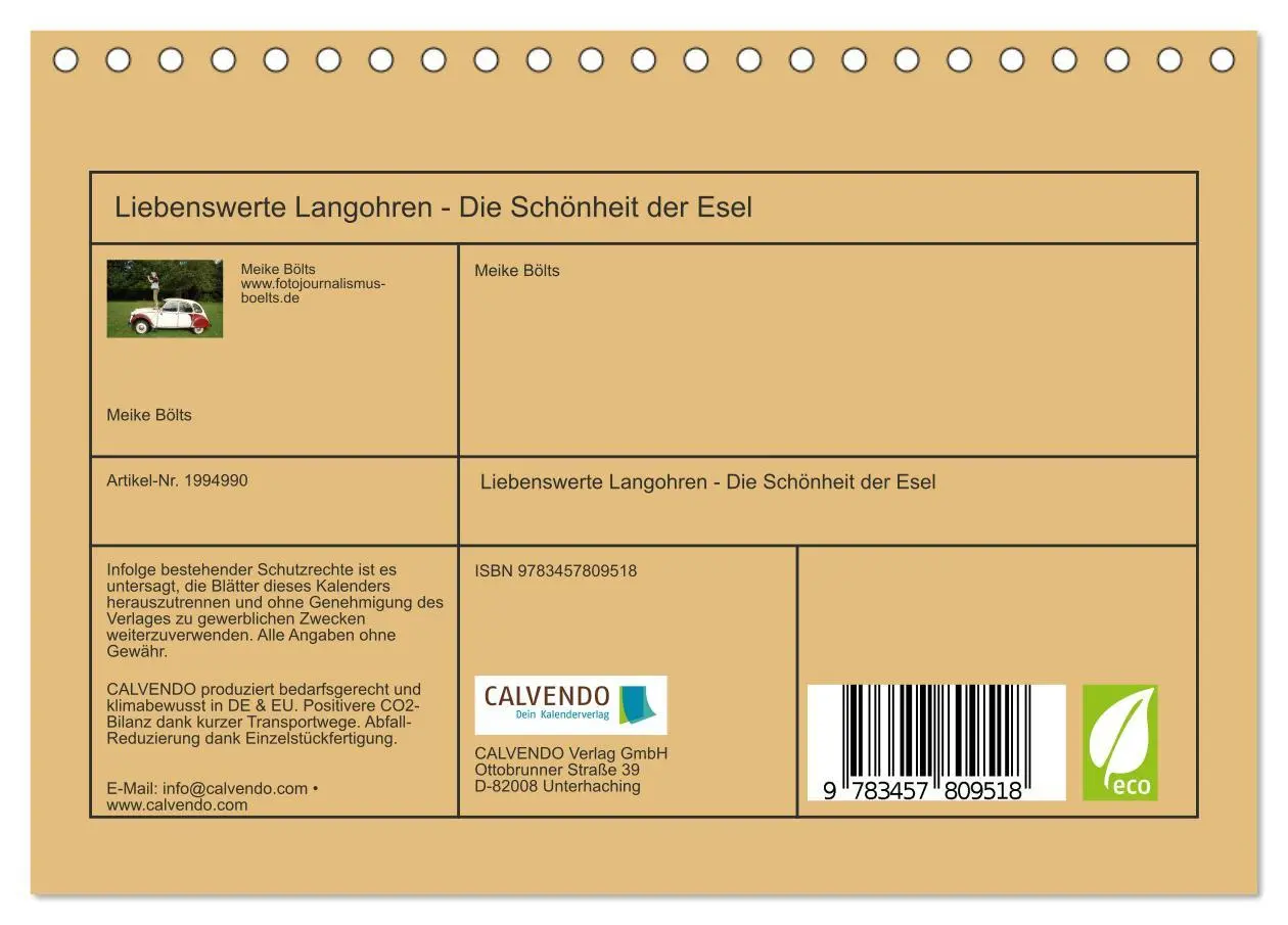 Bild: 9783457809518 | Liebenswerte Langohren - Die Schönheit der Esel (Tischkalender 2026...