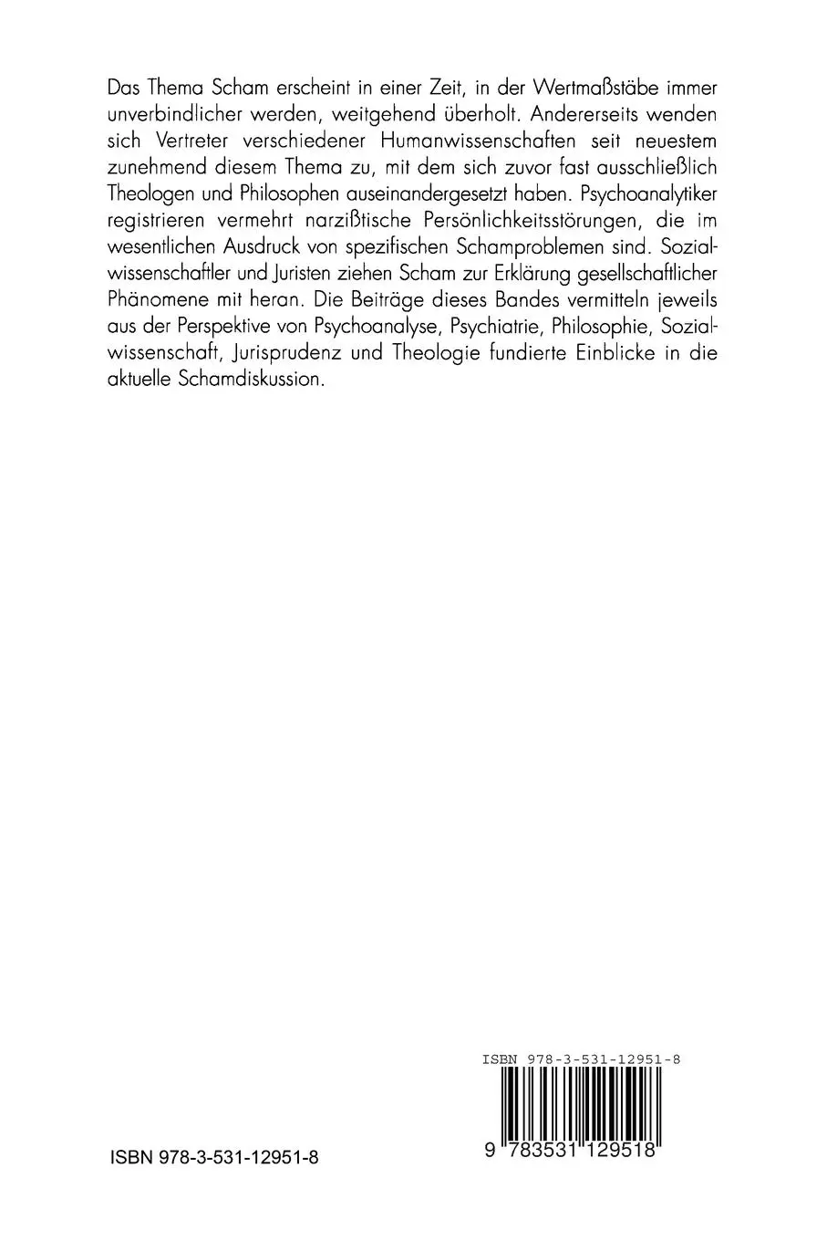Rückseite: 9783531129518 | Scham - ein menschliches Gefühl | Rolf Kühn (u. a.) | Taschenbuch