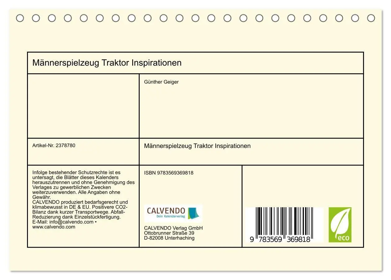 Bild: 9783569369818 | Männerspielzeug Traktor Inspirationen (Tischkalender 2027 DIN A5...
