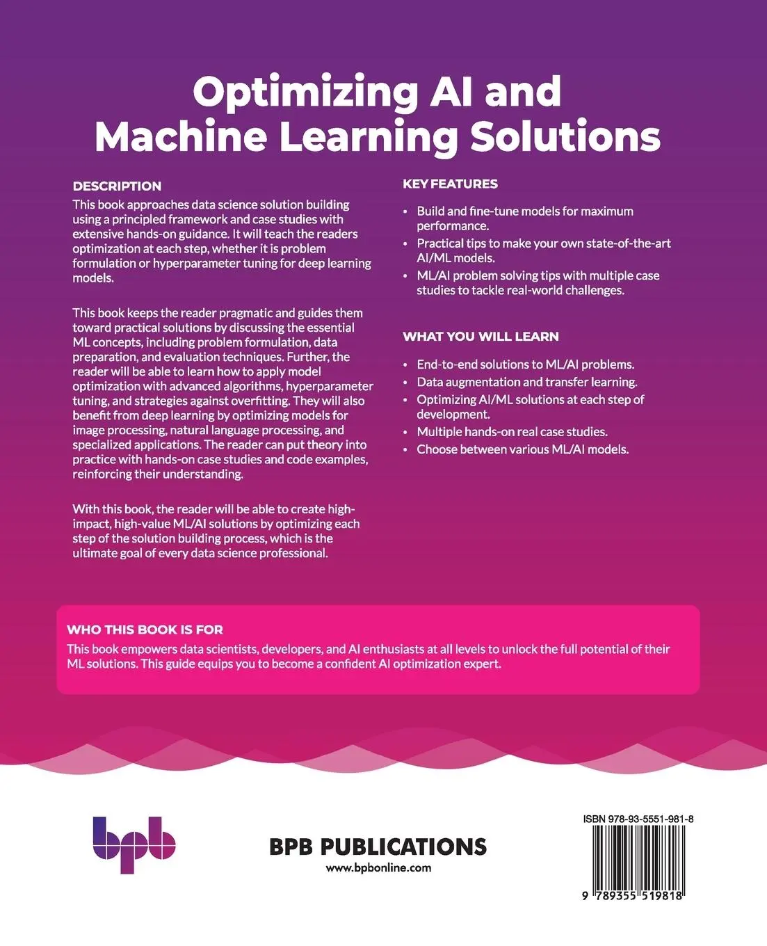 Rückseite: 9789355519818 | Optimizing AI and Machine Learning Solutions | Mirza Rahim Baig | Buch