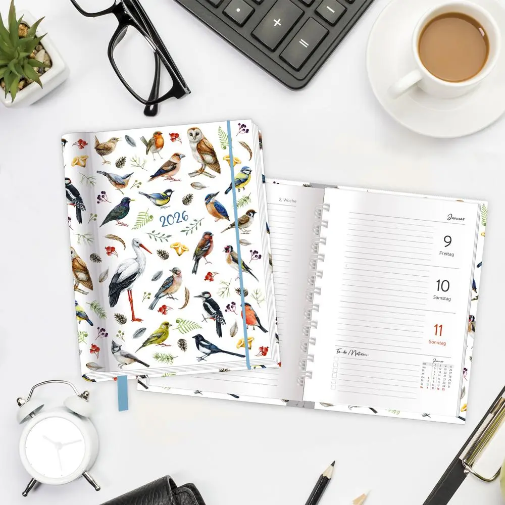 Bild: 4251901509918 | Trötsch Taschenkalender A6 Wire-O Motiv Tiere 2026 mit Postkarten | KG