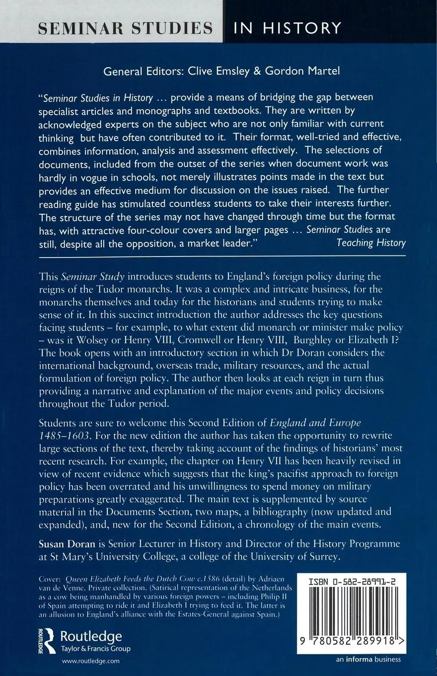Rückseite: 9780582289918 | England and Europe 1485-1603 | Susan Doran | Taschenbuch | Englisch