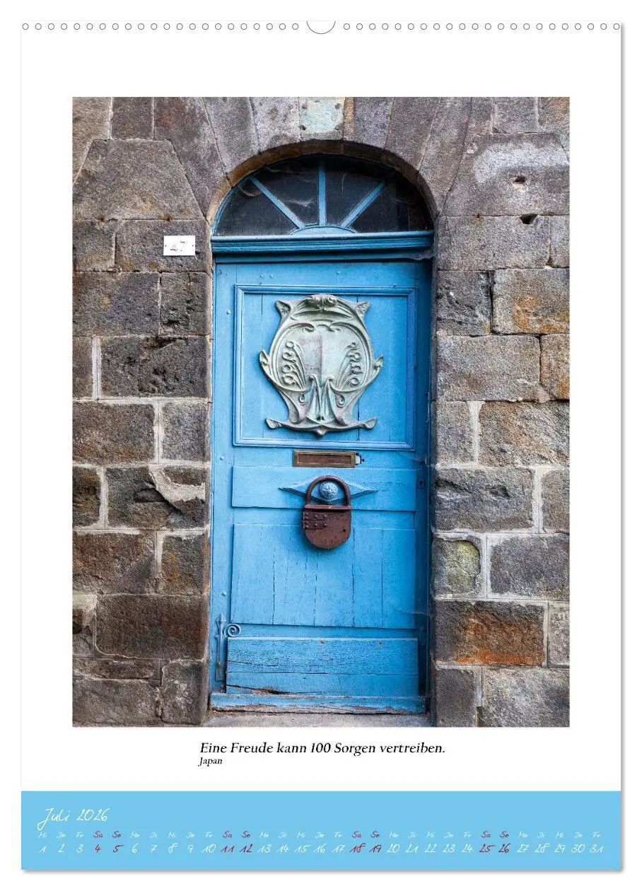 Bild: 9783516269918 | Blaue Türen (Wandkalender 2026 DIN A2 hoch), CALVENDO Monatskalender