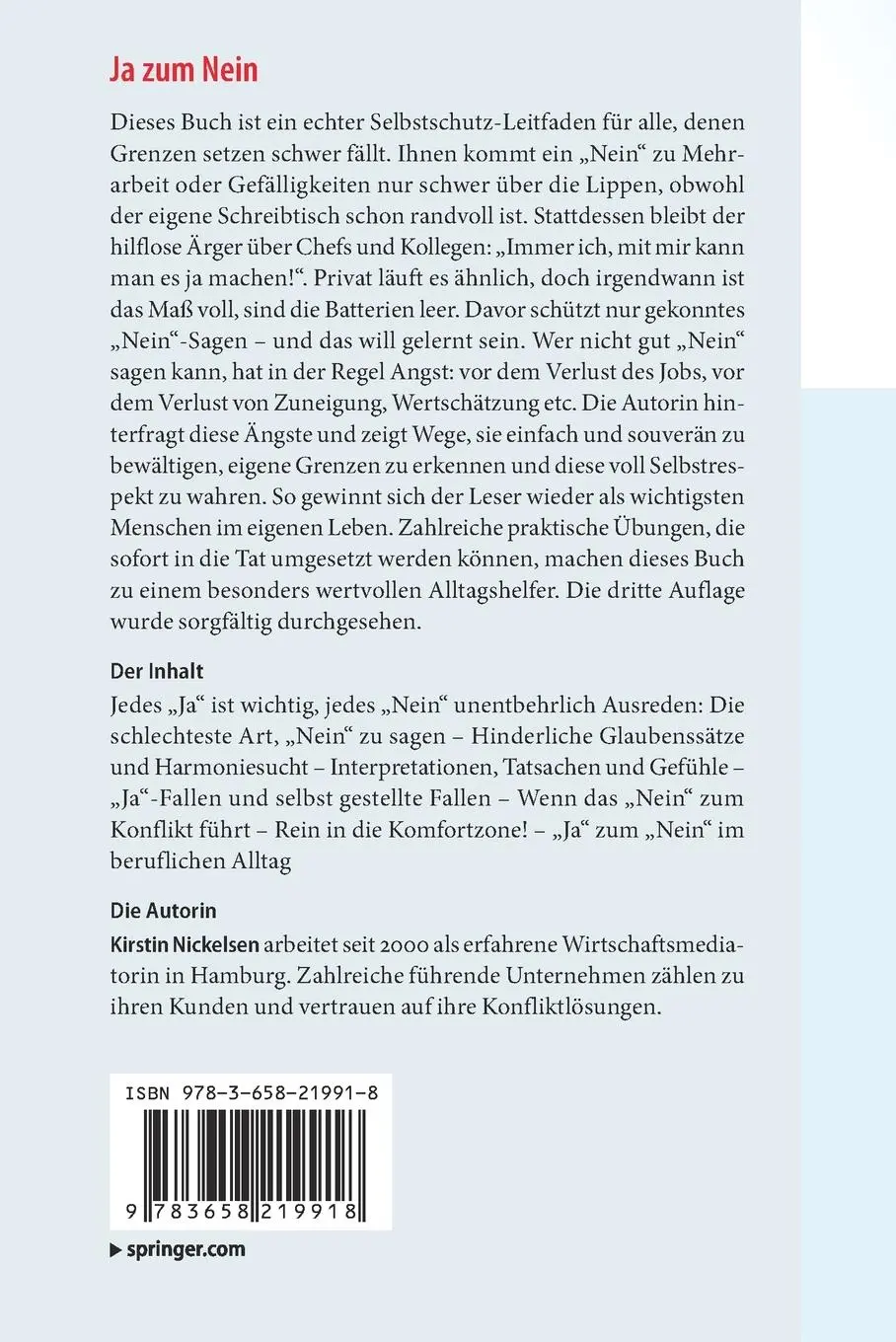 Rückseite: 9783658219918 | Ja zum Nein | Kirstin Nickelsen | Taschenbuch | XII | Deutsch | 2018