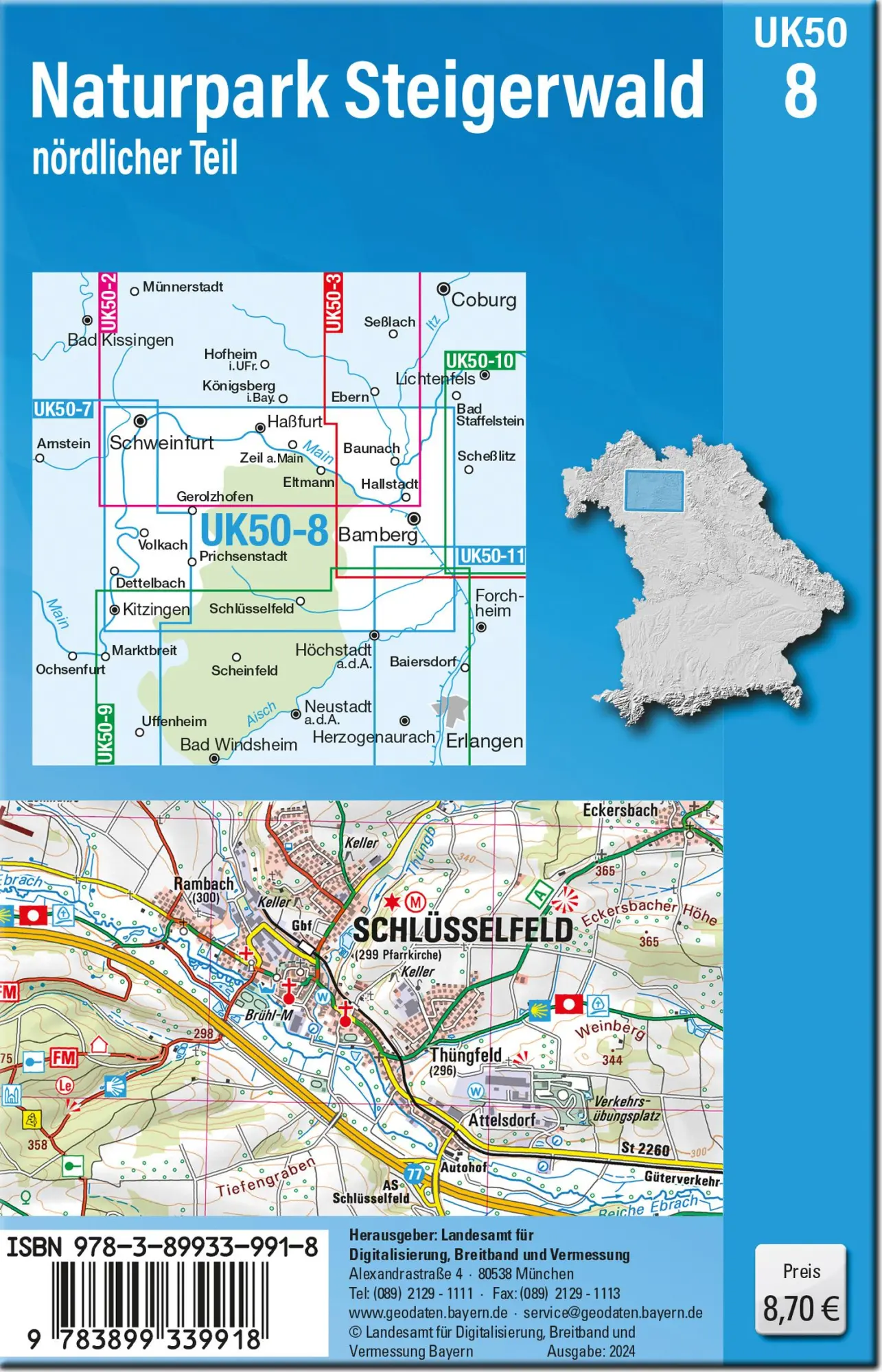 Rückseite: 9783899339918 | UK50-8 Naturpark Steigerwald, nördlicher Teil | Digitalisierung | 2024