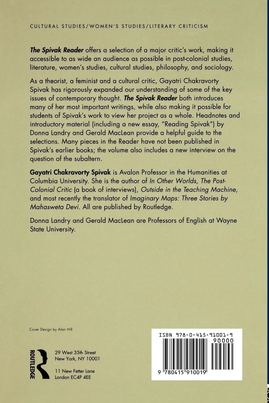 Rückseite: 9780415910019 | The Spivak Reader | Selected Works of Gayati Chakravorty Spivak | Buch