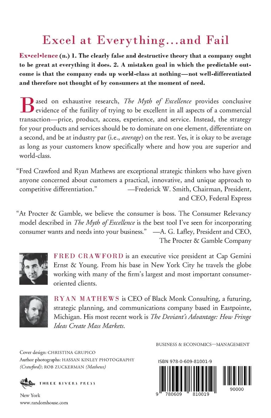 Rückseite: 9780609810019 | The Myth of Excellence | Fred Crawford (u. a.) | Taschenbuch | 2003
