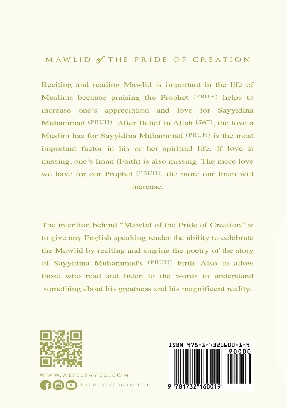 Rückseite: 9781732160019 | Mawlid of the Pride of Creation | Ali Elsayed | Taschenbuch | Englisch
