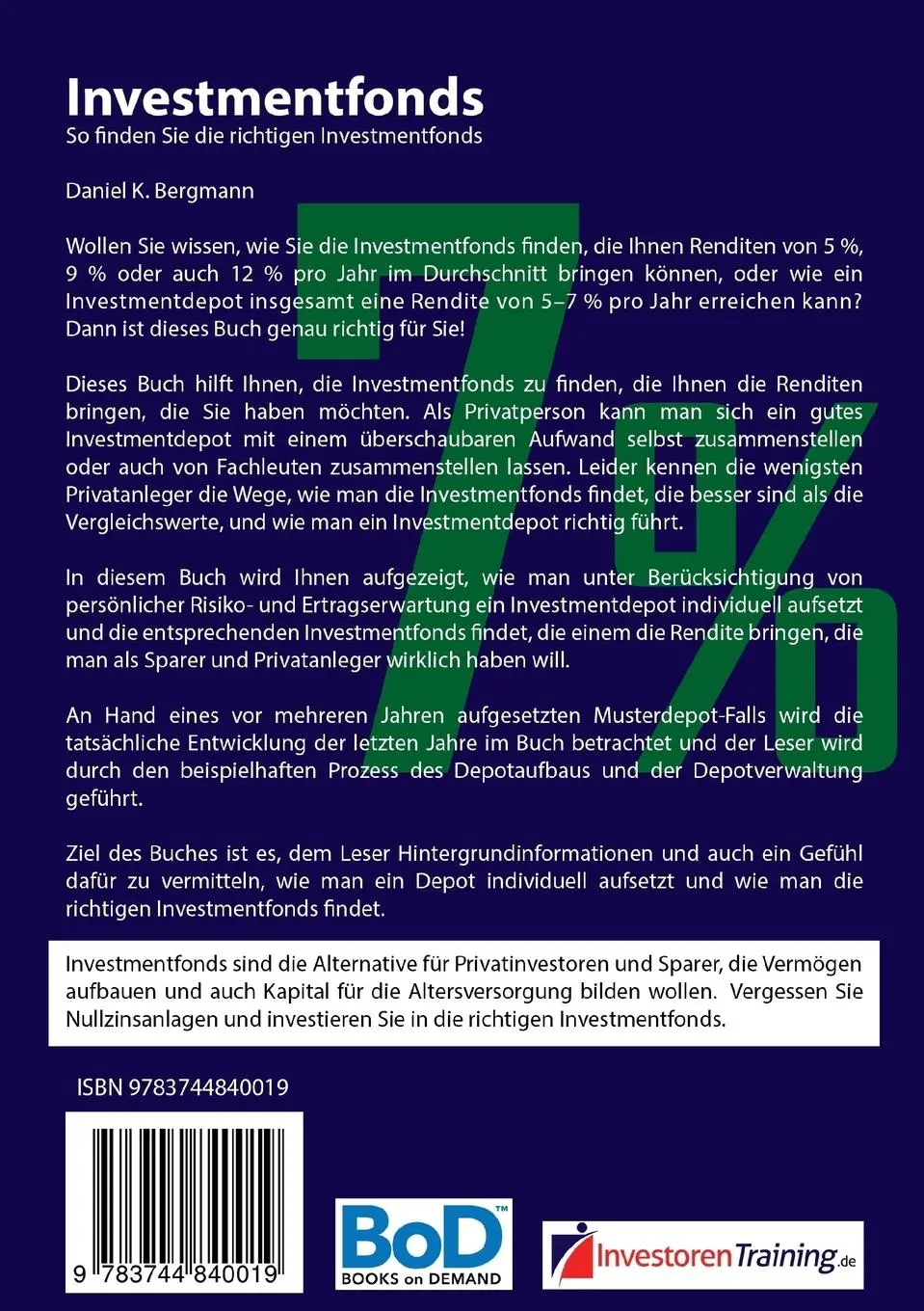 Rückseite: 9783744840019 | Investmentfonds | So finden Sie die richtigen Investmentfonds | Buch